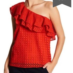 J Crew One Shoulder Eyelet Top